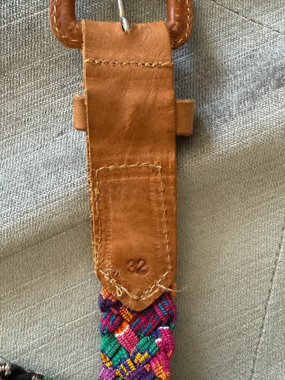 PRICE FIRM Vintage Multicolored Braided Brown Leather Belt 32 - Picture 6 of 9